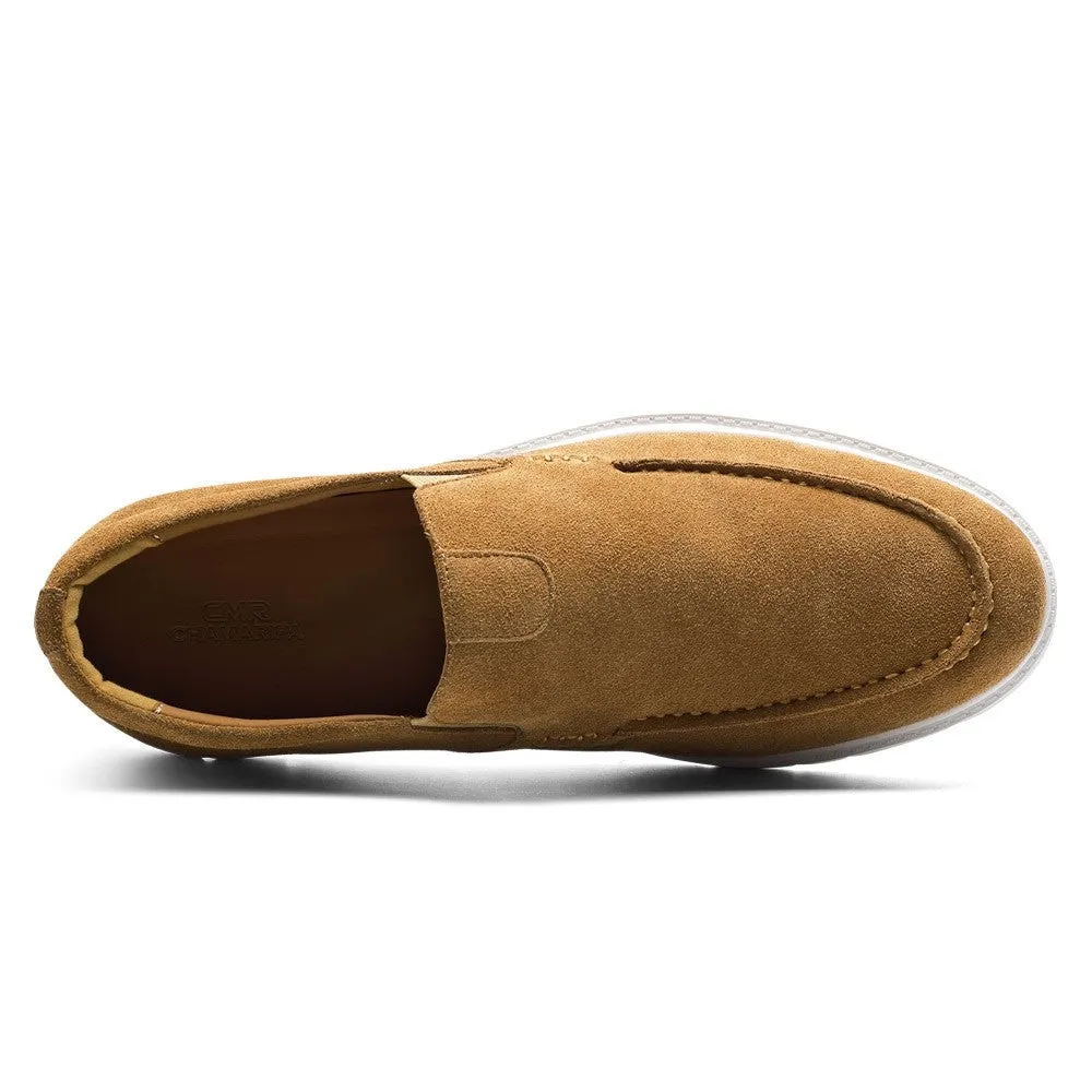 6 CM / 2.36 Inches CMR CHAMARIPA Men’s Invisible Elevator Casual Shoes Camel Suede Slip-On