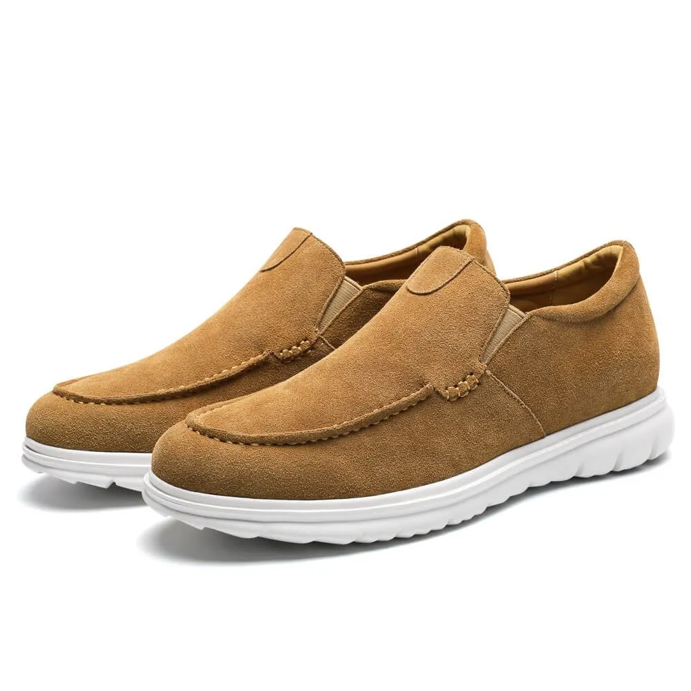 6 CM / 2.36 Inches CMR CHAMARIPA Men’s Invisible Elevator Casual Shoes Camel Suede Slip-On