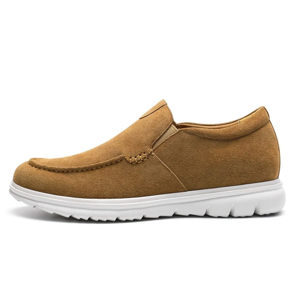 6 CM / 2.36 Inches CMR CHAMARIPA Men’s Invisible Elevator Casual Shoes Camel Suede Slip-On