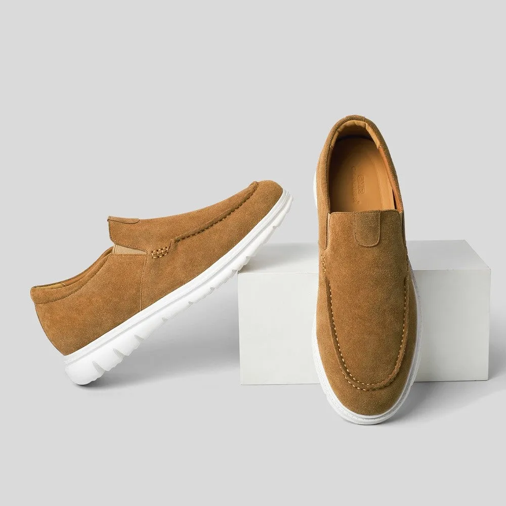 6 CM / 2.36 Inches CMR CHAMARIPA Men’s Invisible Elevator Casual Shoes Camel Suede Slip-On