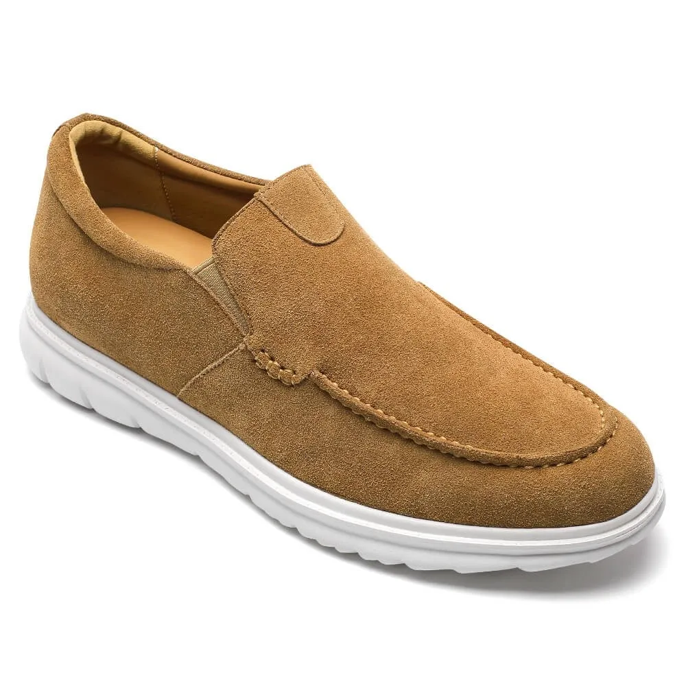 6 CM / 2.36 Inches CMR CHAMARIPA Men’s Invisible Elevator Casual Shoes Camel Suede Slip-On