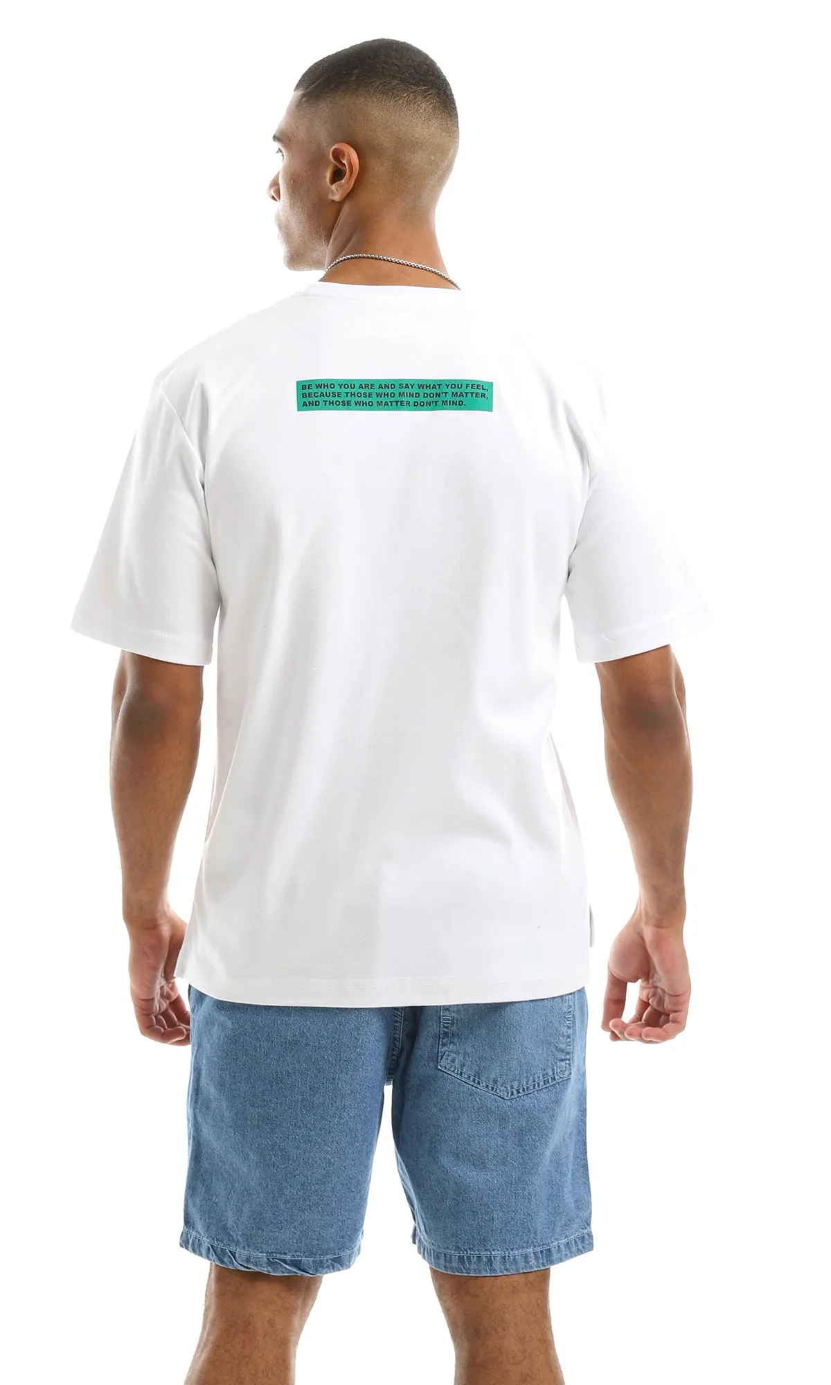 97512 "Be Your Better Self" Printed Oversized White Tee