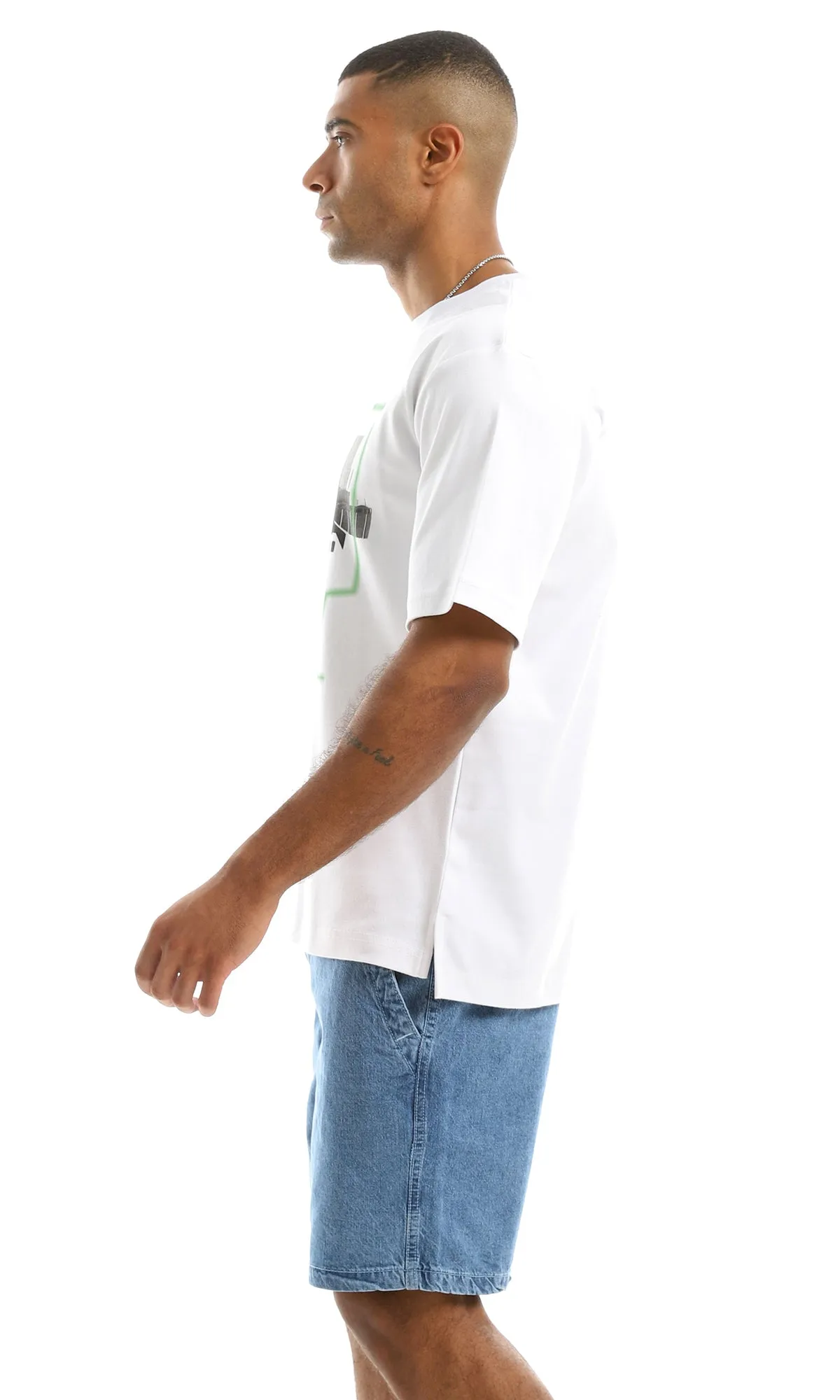 97512 "Be Your Better Self" Printed Oversized White Tee