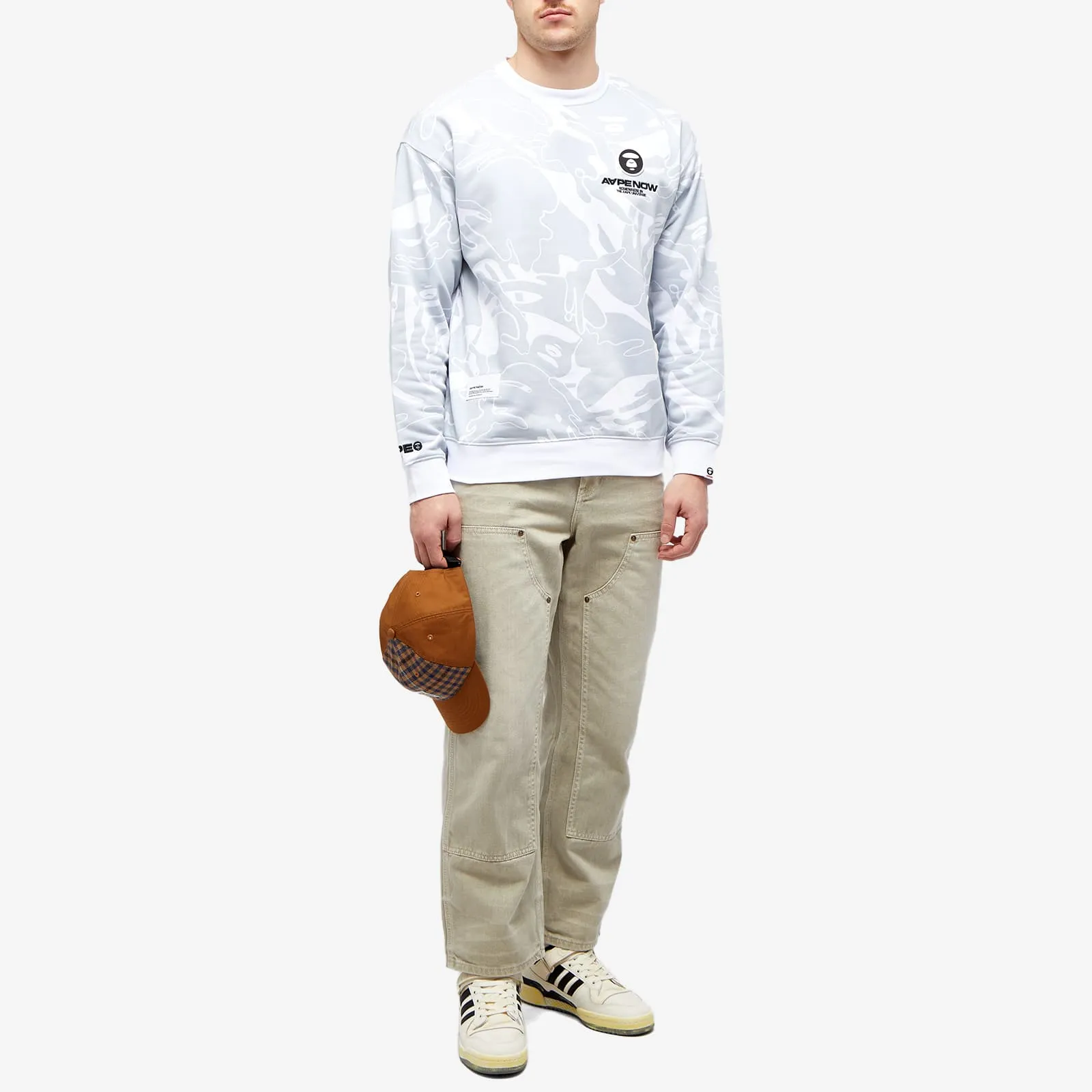 Aape Now Silicon Badge Camo Sweatshirt, White (Multi)