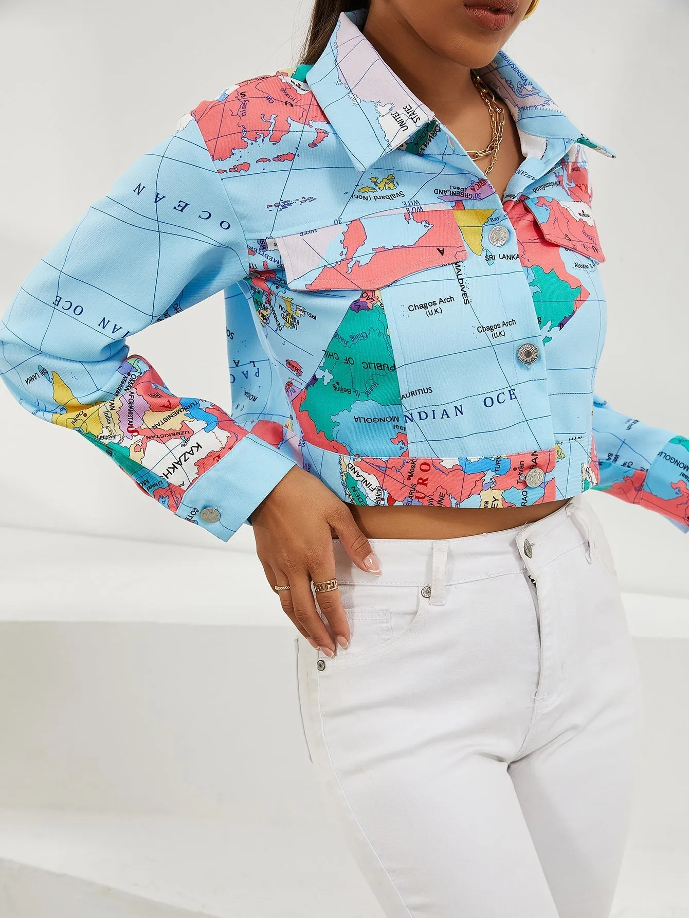 All Over Print Button Front Jacket
