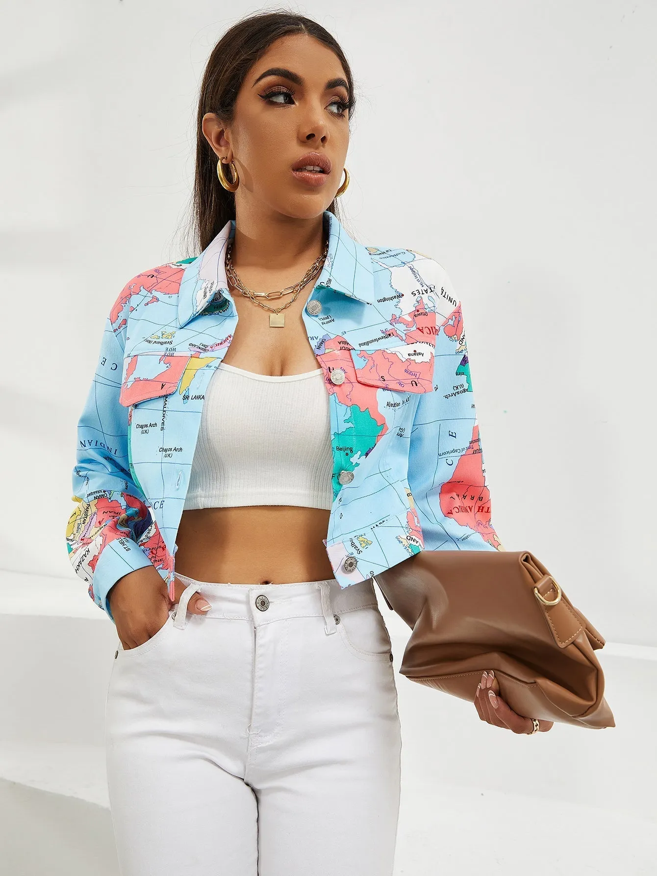 All Over Print Button Front Jacket