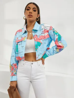 All Over Print Button Front Jacket