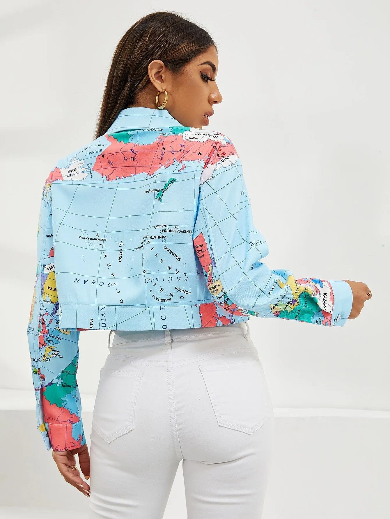 All Over Print Button Front Jacket