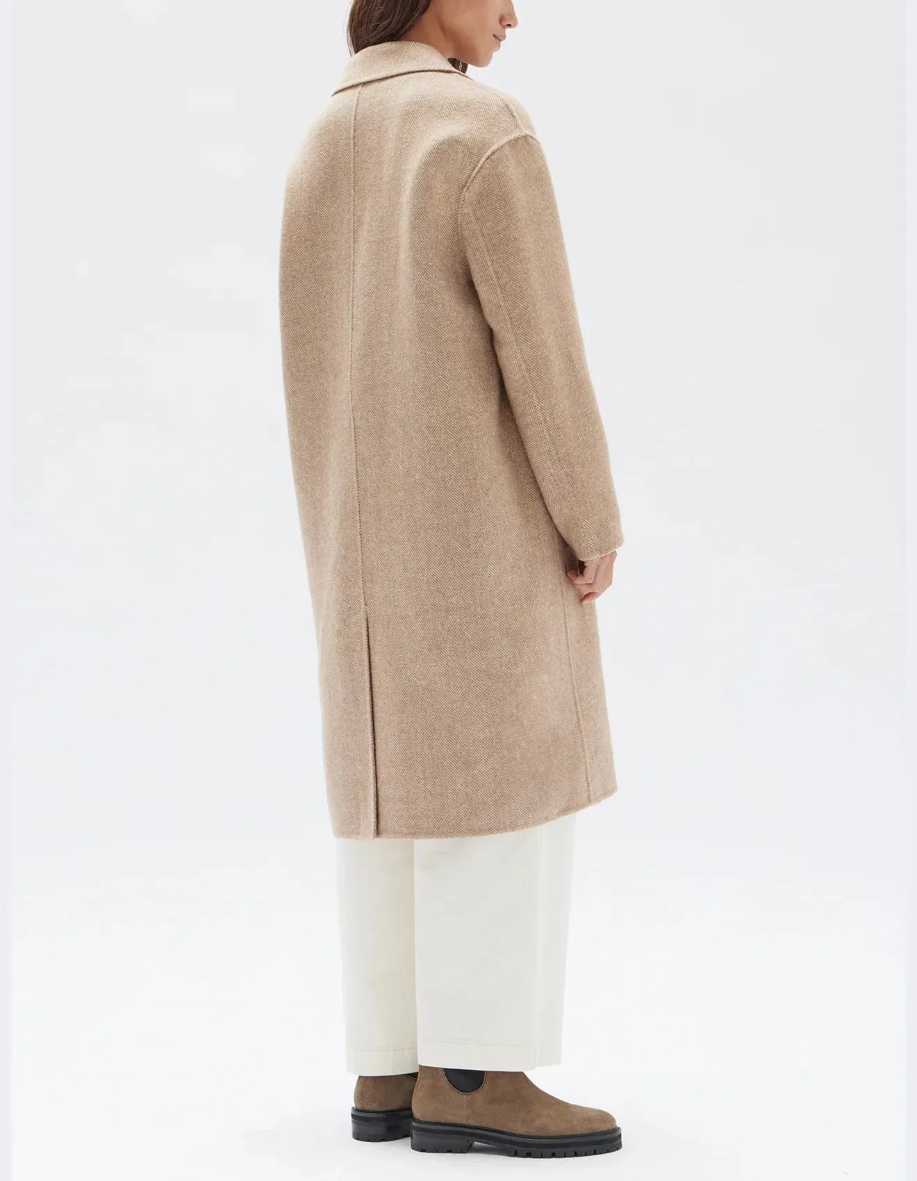 Assembly Label Thea Wool Herringbone Coat (Tan)