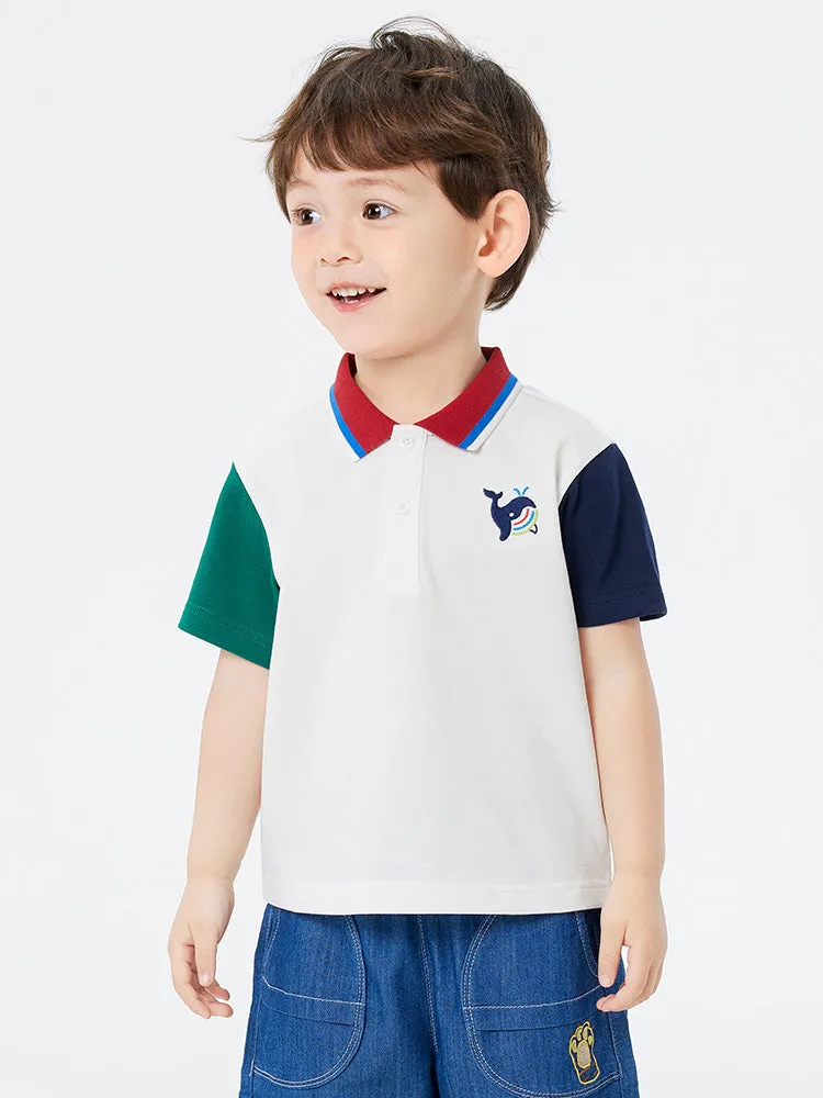 balabala contrast color comfortable short-sleeved T-shirt 2-8 years