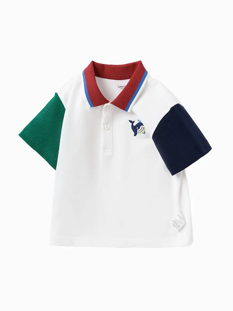 balabala contrast color comfortable short-sleeved T-shirt 2-8 years