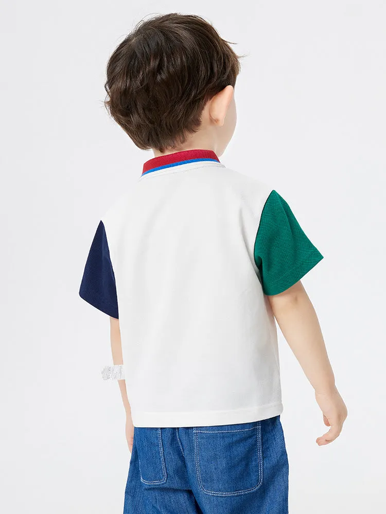 balabala contrast color comfortable short-sleeved T-shirt 2-8 years
