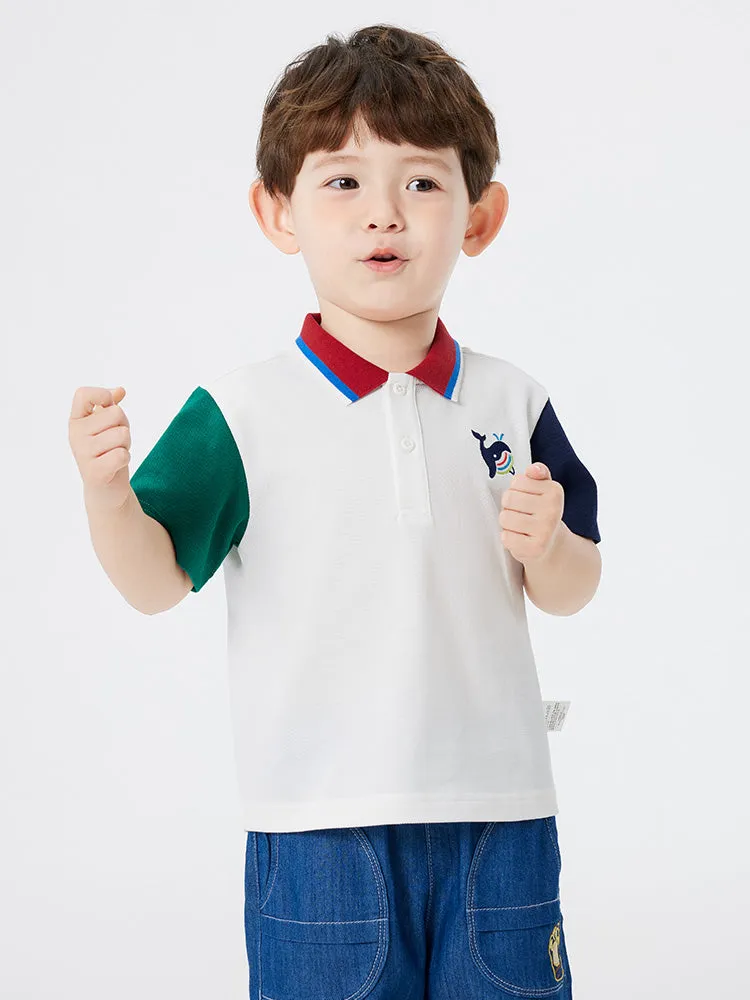 balabala contrast color comfortable short-sleeved T-shirt 2-8 years