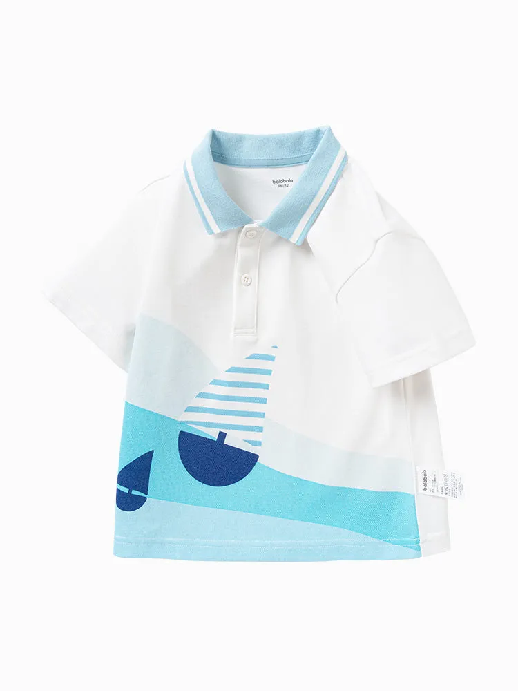 balabala contrast color comfortable short-sleeved T-shirt 2-8 years