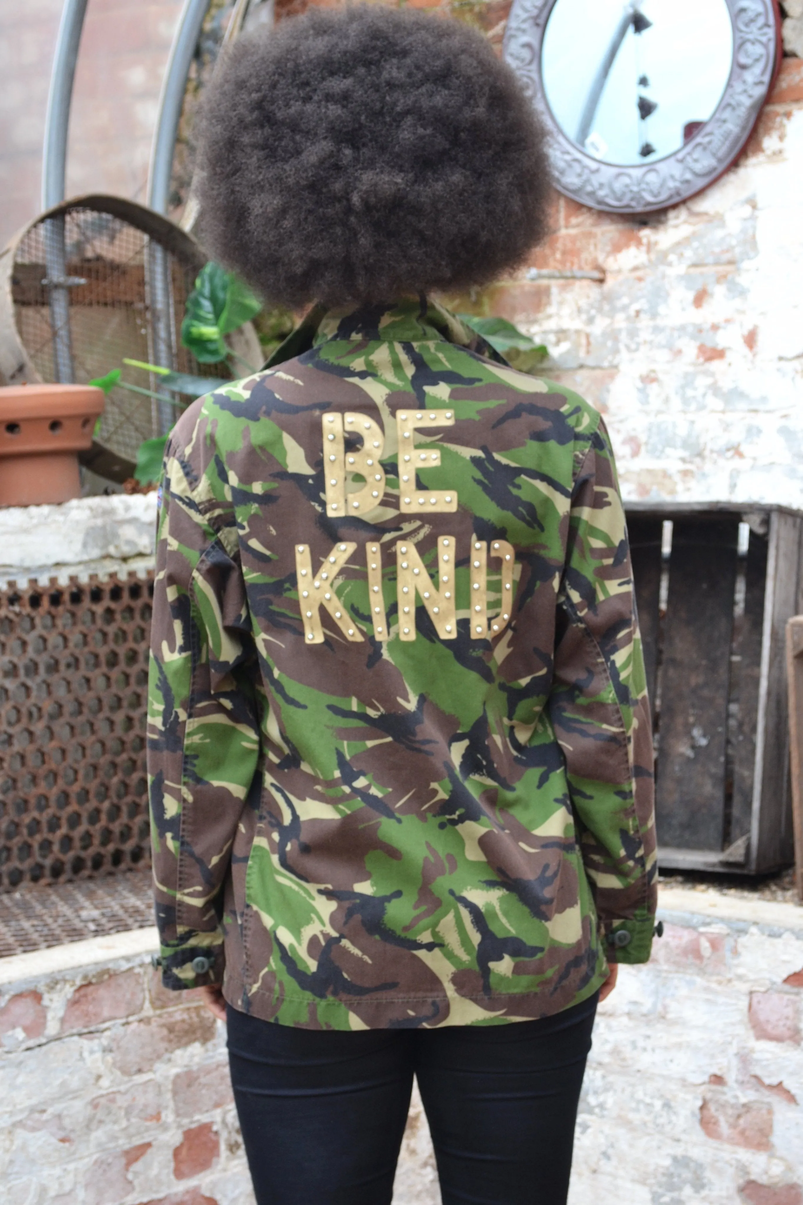 'Be Kind' Green Camo Jacket