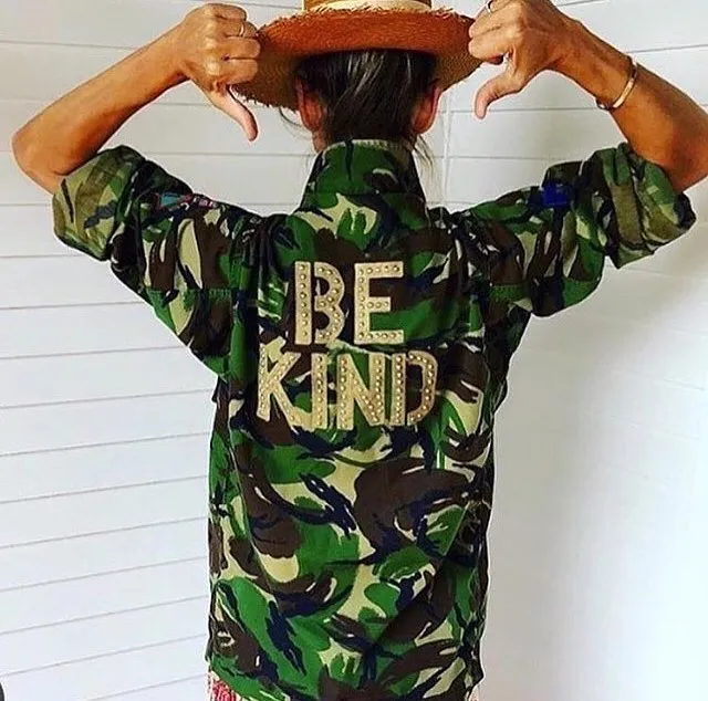 'Be Kind' Green Camo Jacket