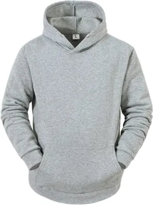 BIFUTON Hooded Sweatshirt Men Pullover with Pocket Long Sleeve Solid Color Lightweight Gym Hoodies Casual Streetwear Tops