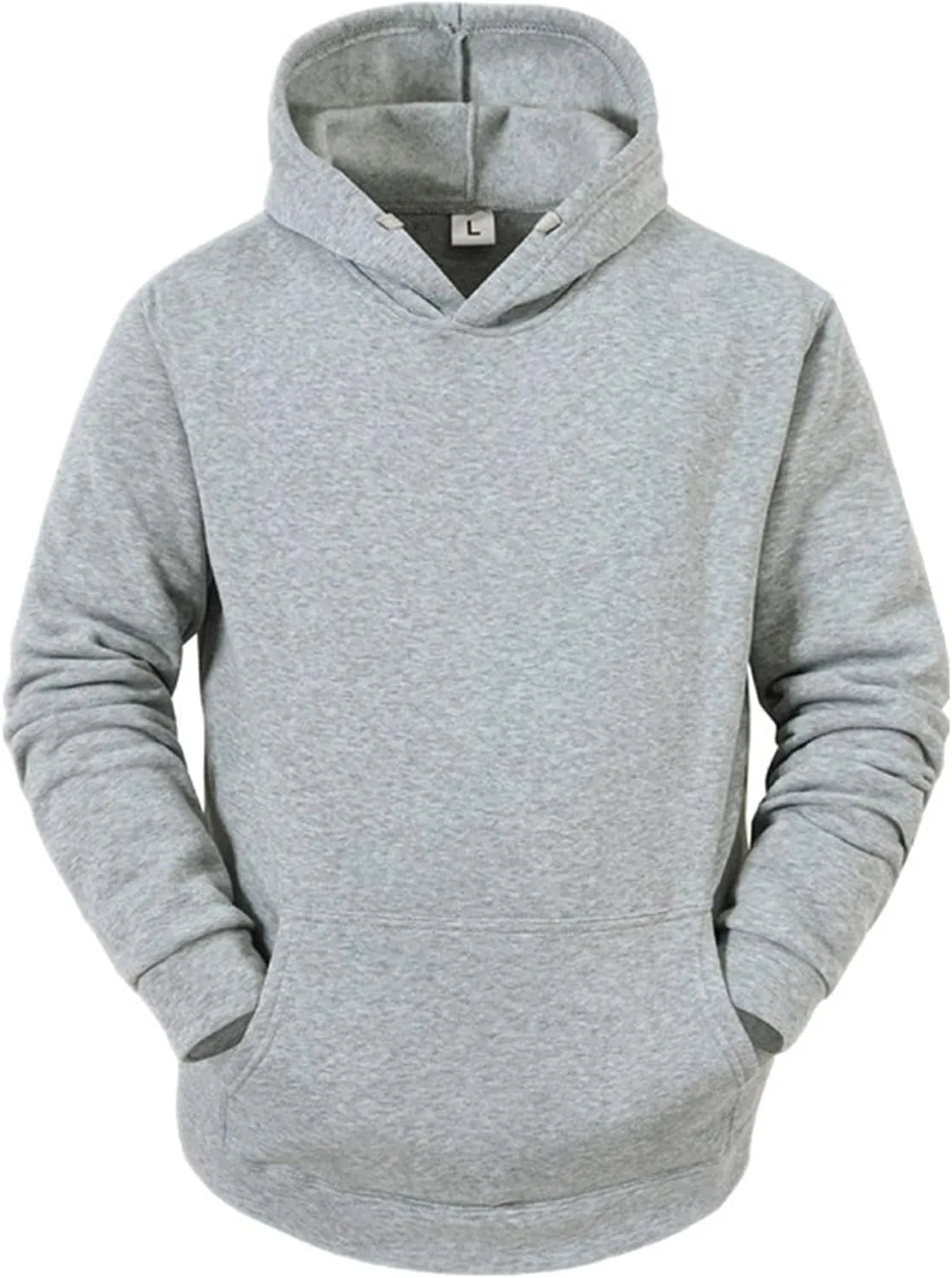 BIFUTON Hooded Sweatshirt Men Pullover with Pocket Long Sleeve Solid Color Lightweight Gym Hoodies Casual Streetwear Tops