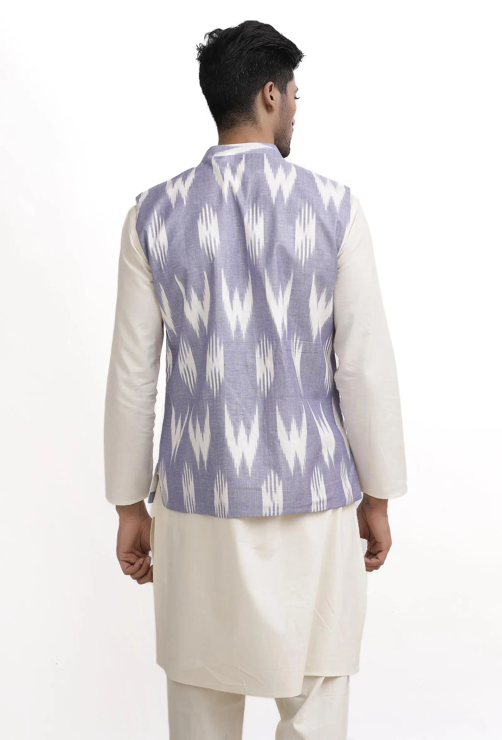 Blue Ikat Nehru Jacket