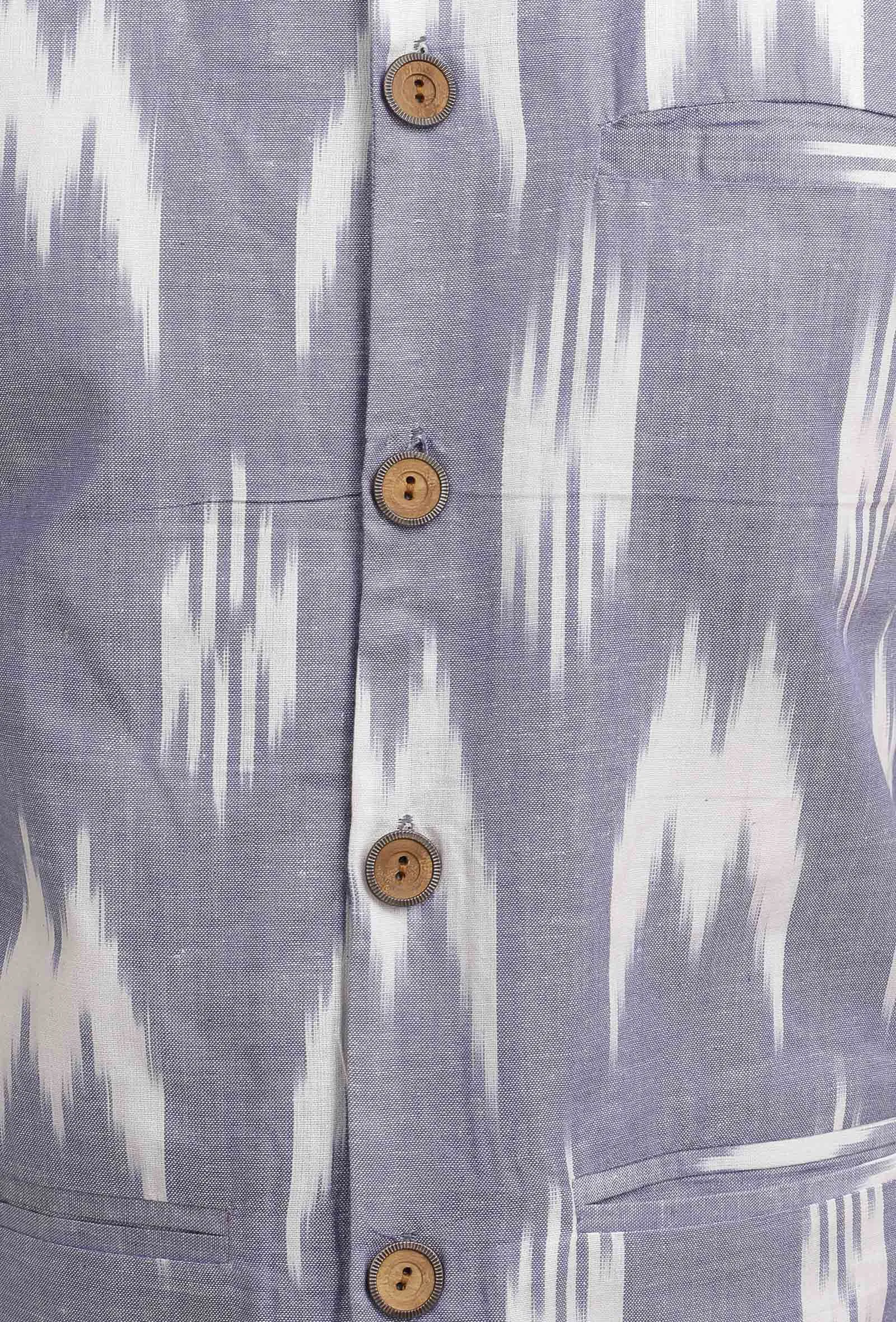 Blue Ikat Nehru Jacket