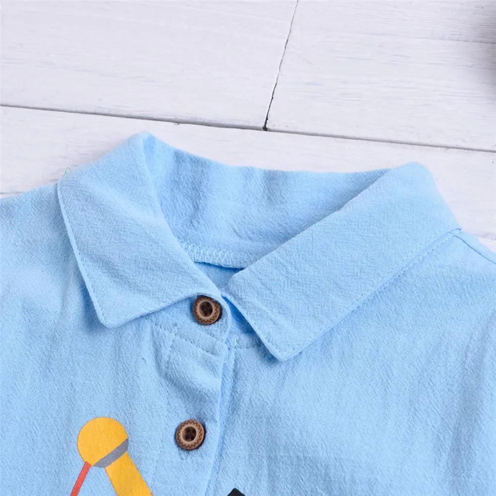 Boys Long Sleeve Cartoon Engineering Vehicle Shirts Baby Boy Boutique Wholesale