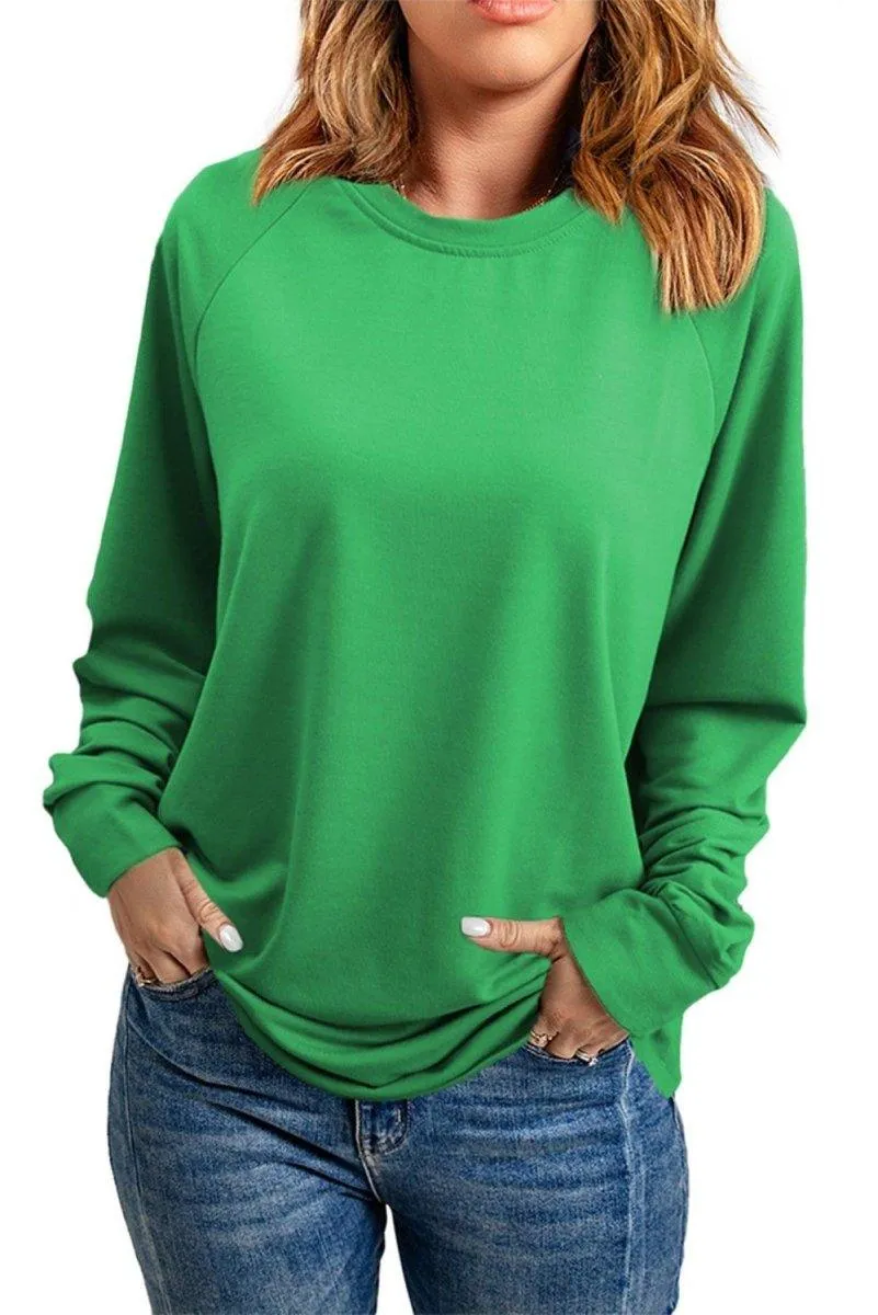 Candy Green Raglan Sleeve Sweatshirt
