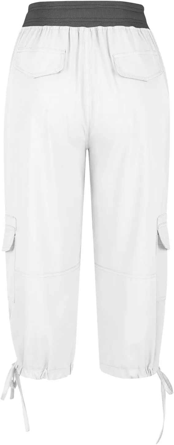 Capri Pants for Women High Waist Drawstring Comfy Trousers Casual Trendy Stretch Breathable Summer Quick Dry Clothes