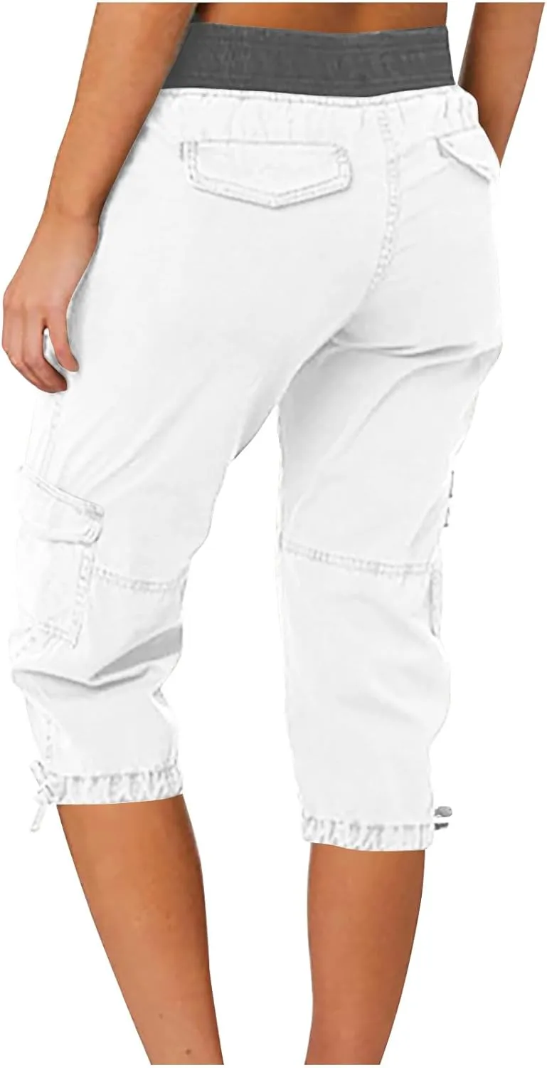 Capri Pants for Women High Waist Drawstring Comfy Trousers Casual Trendy Stretch Breathable Summer Quick Dry Clothes