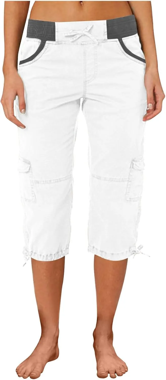 Capri Pants for Women High Waist Drawstring Comfy Trousers Casual Trendy Stretch Breathable Summer Quick Dry Clothes