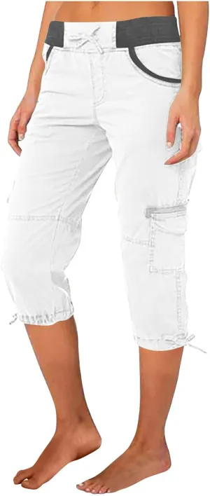 Capri Pants for Women High Waist Drawstring Comfy Trousers Casual Trendy Stretch Breathable Summer Quick Dry Clothes