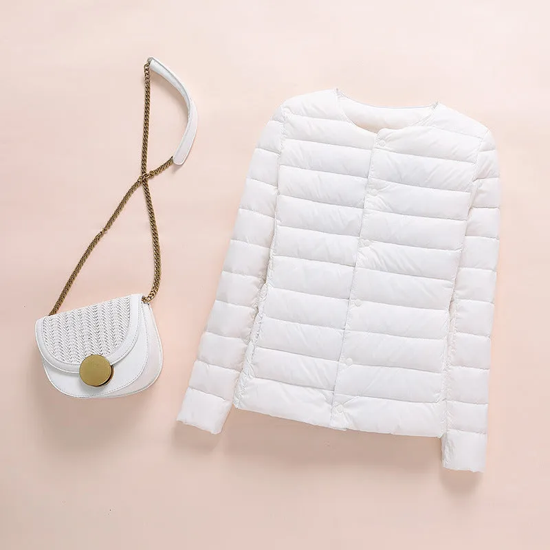 Collarless Lightweight Ladies Down Jacket