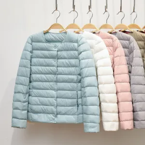 Collarless Lightweight Ladies Down Jacket