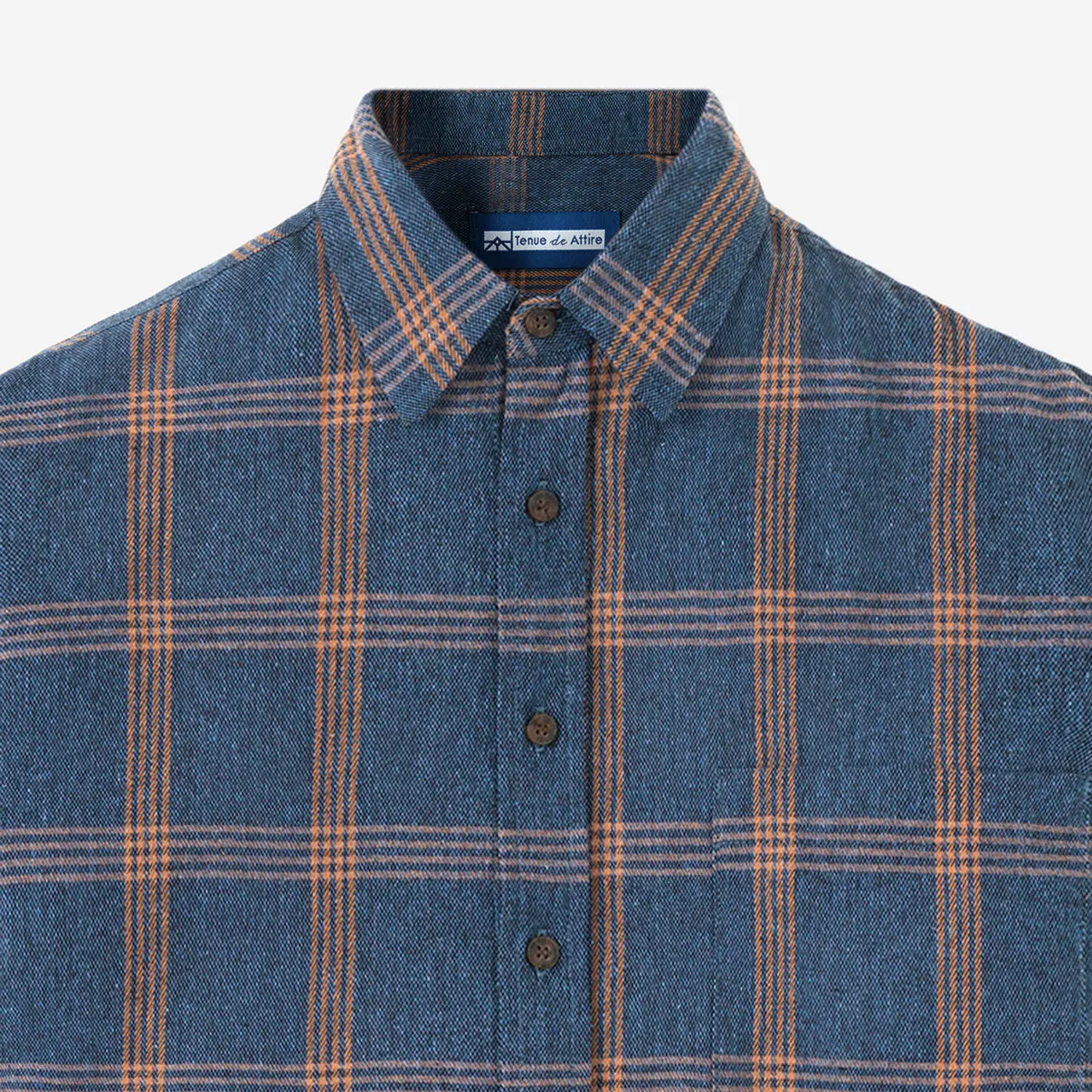 College Days II Short Sleeve Flannel - Navy Orange