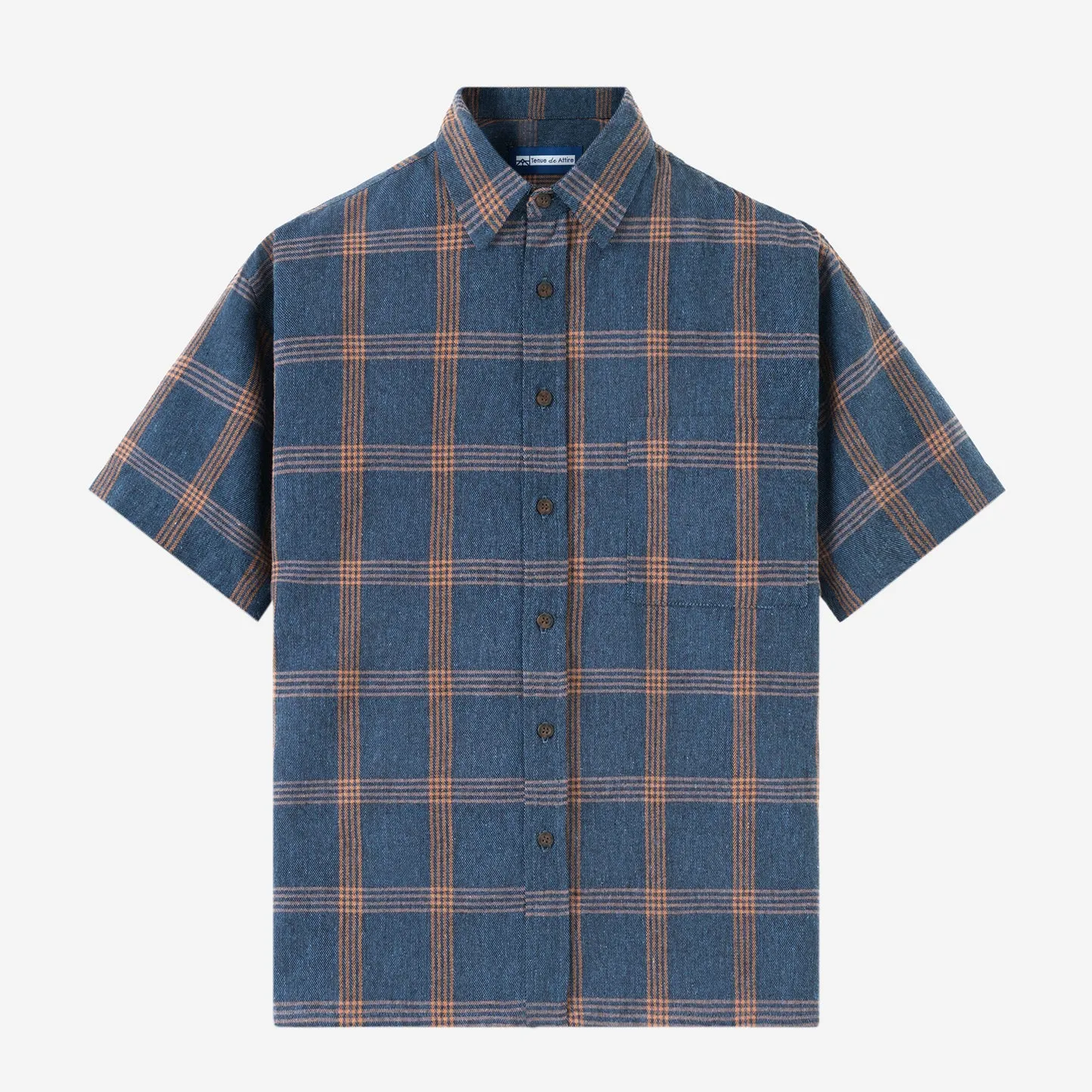 College Days II Short Sleeve Flannel - Navy Orange