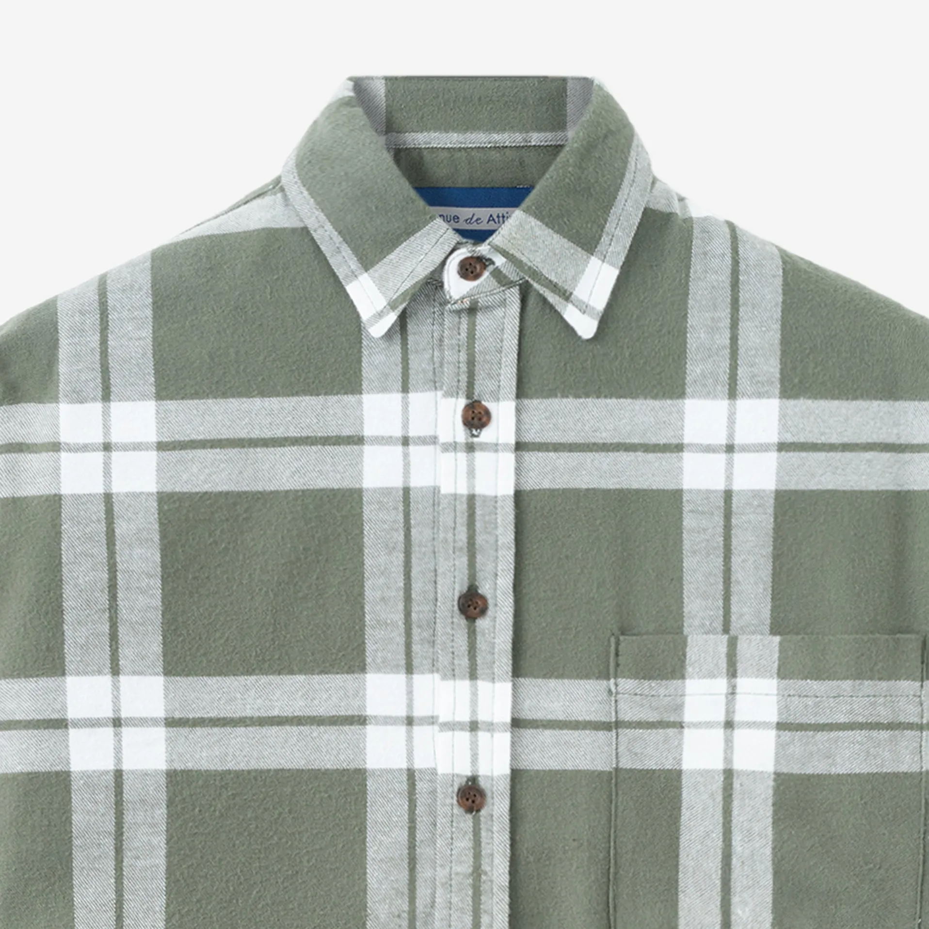 College Days II Short Sleeve Flannel - Olive White