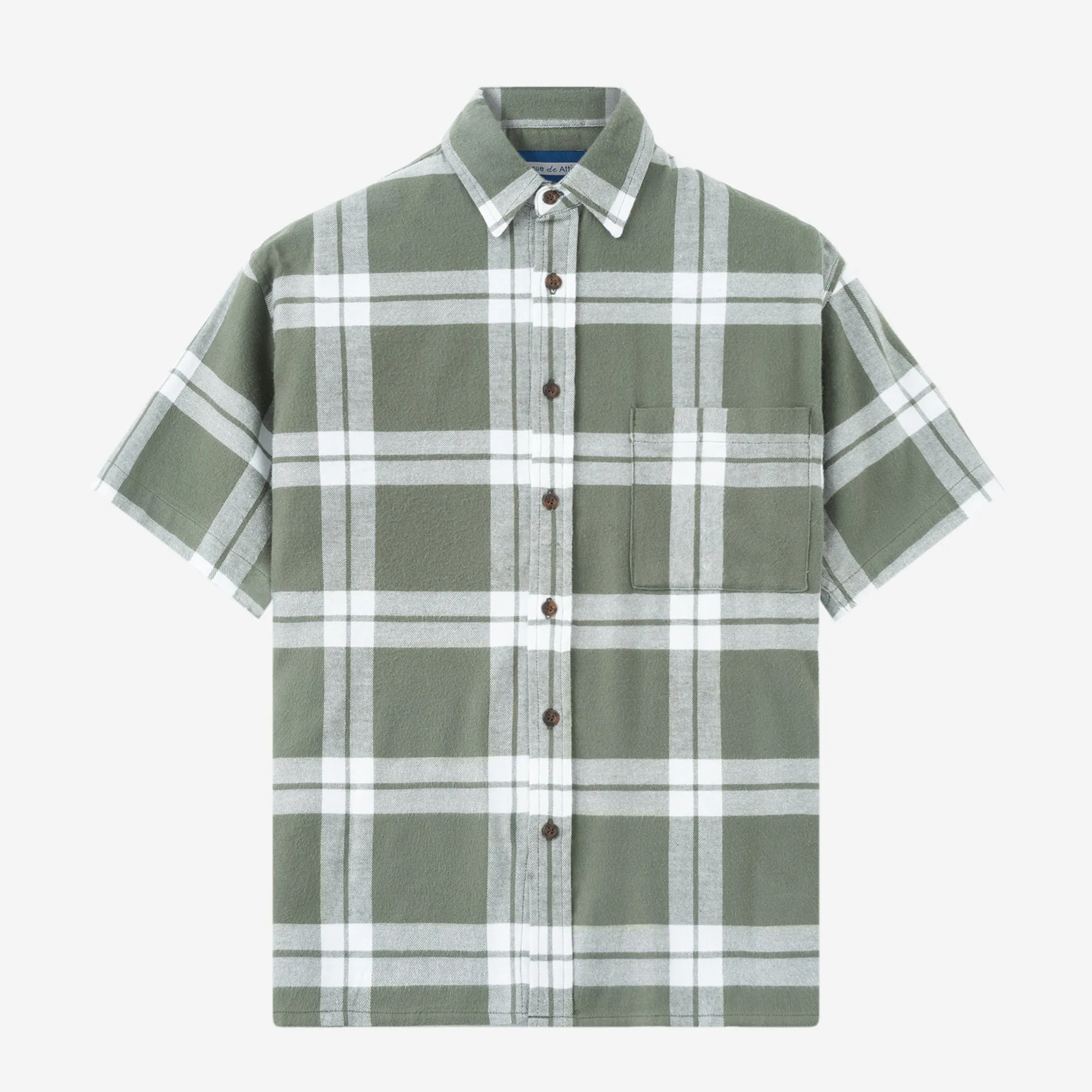 College Days II Short Sleeve Flannel - Olive White