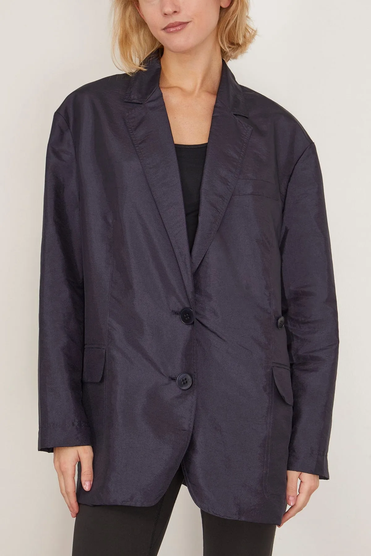 Crispy Nylon Liam Blazer in Navy