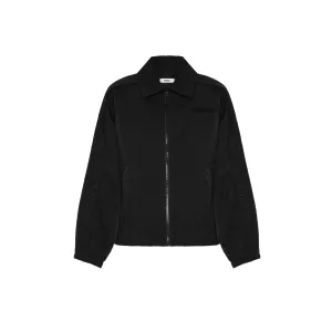 CRUSHED SATIN BLOUSON - BLACK