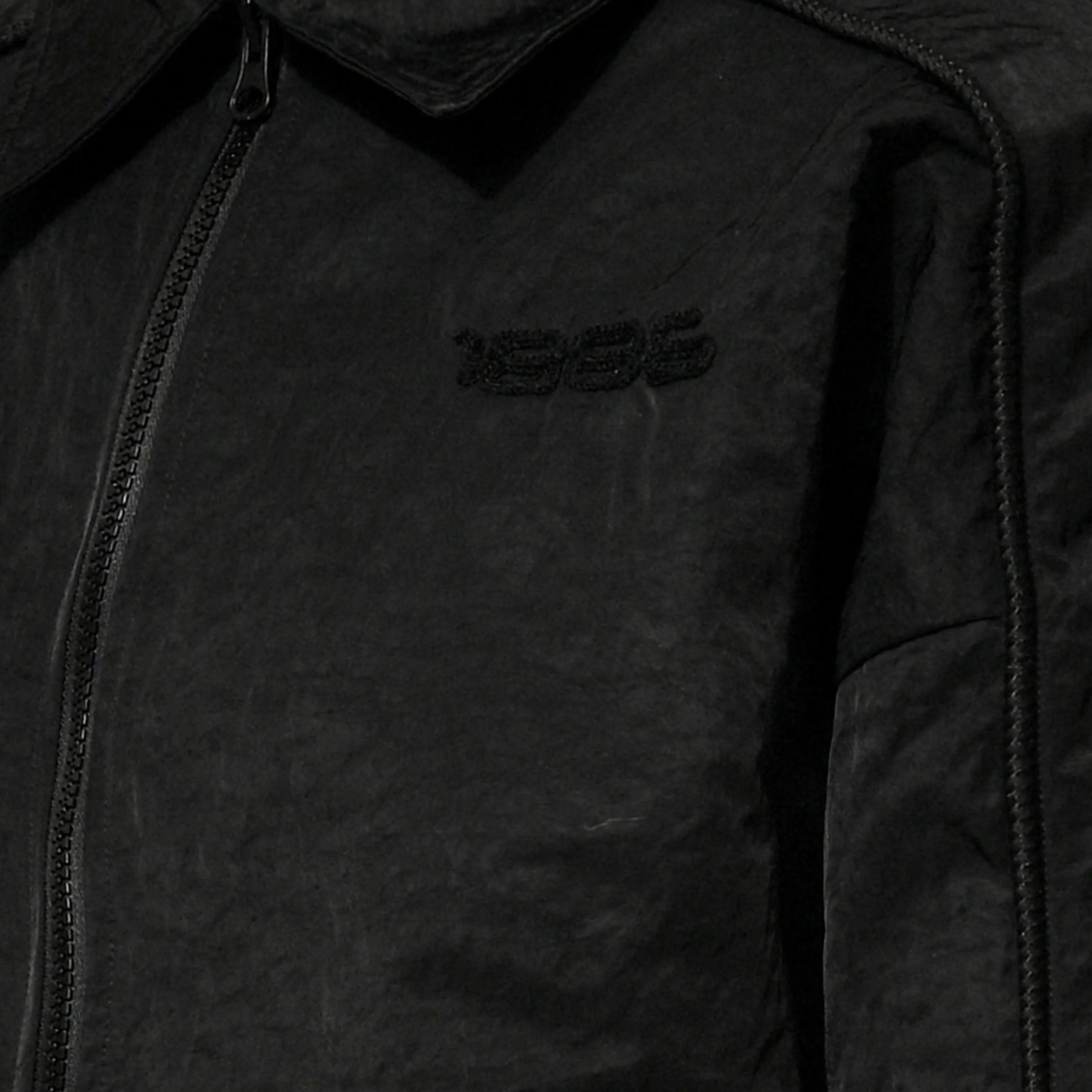 CRUSHED SATIN BLOUSON - BLACK