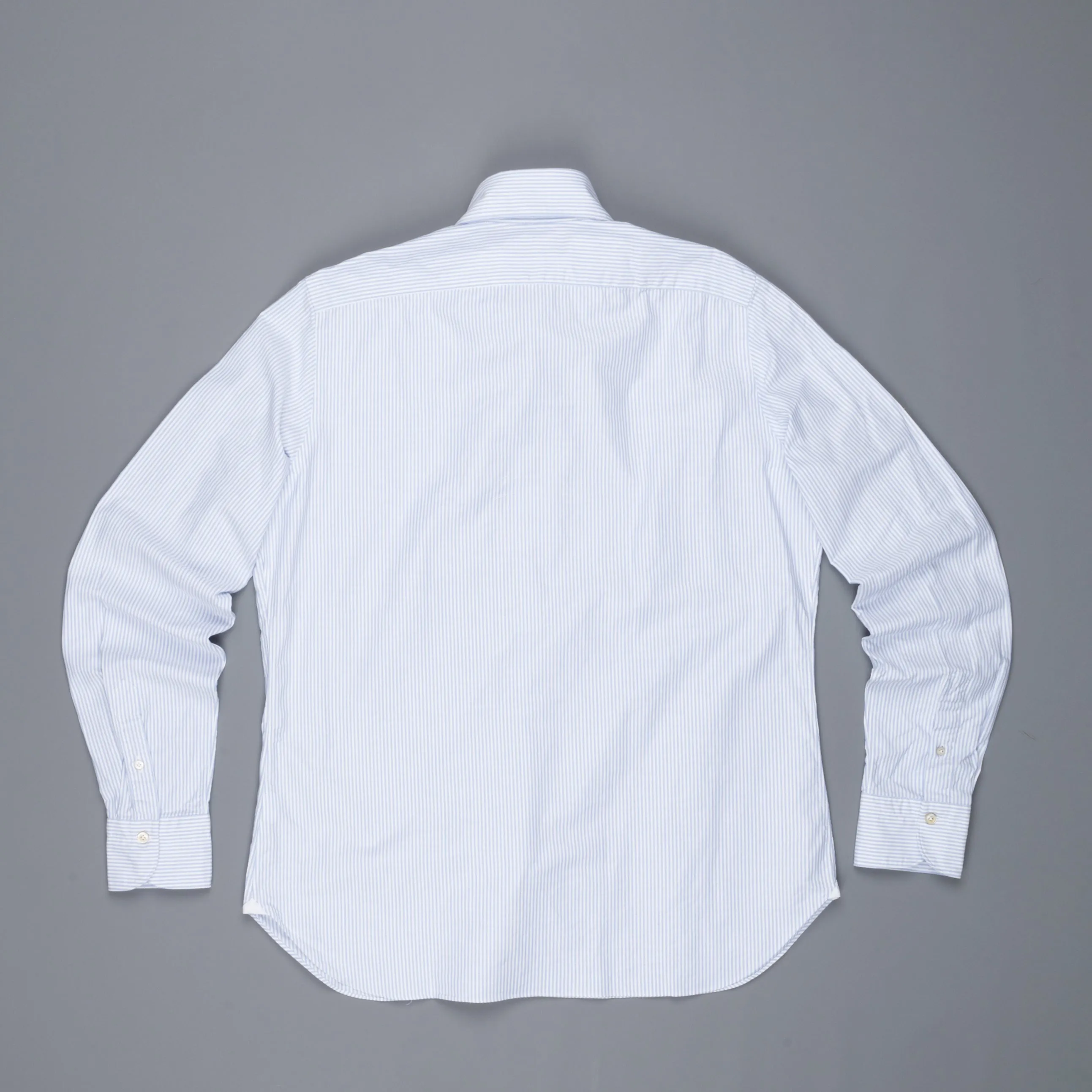 Finamore Gaeta shirt Sergio collar brushed oxford light blue stripe