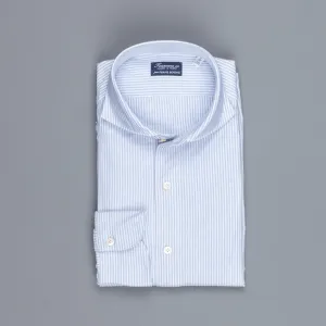 Finamore Gaeta shirt Sergio collar brushed oxford light blue stripe