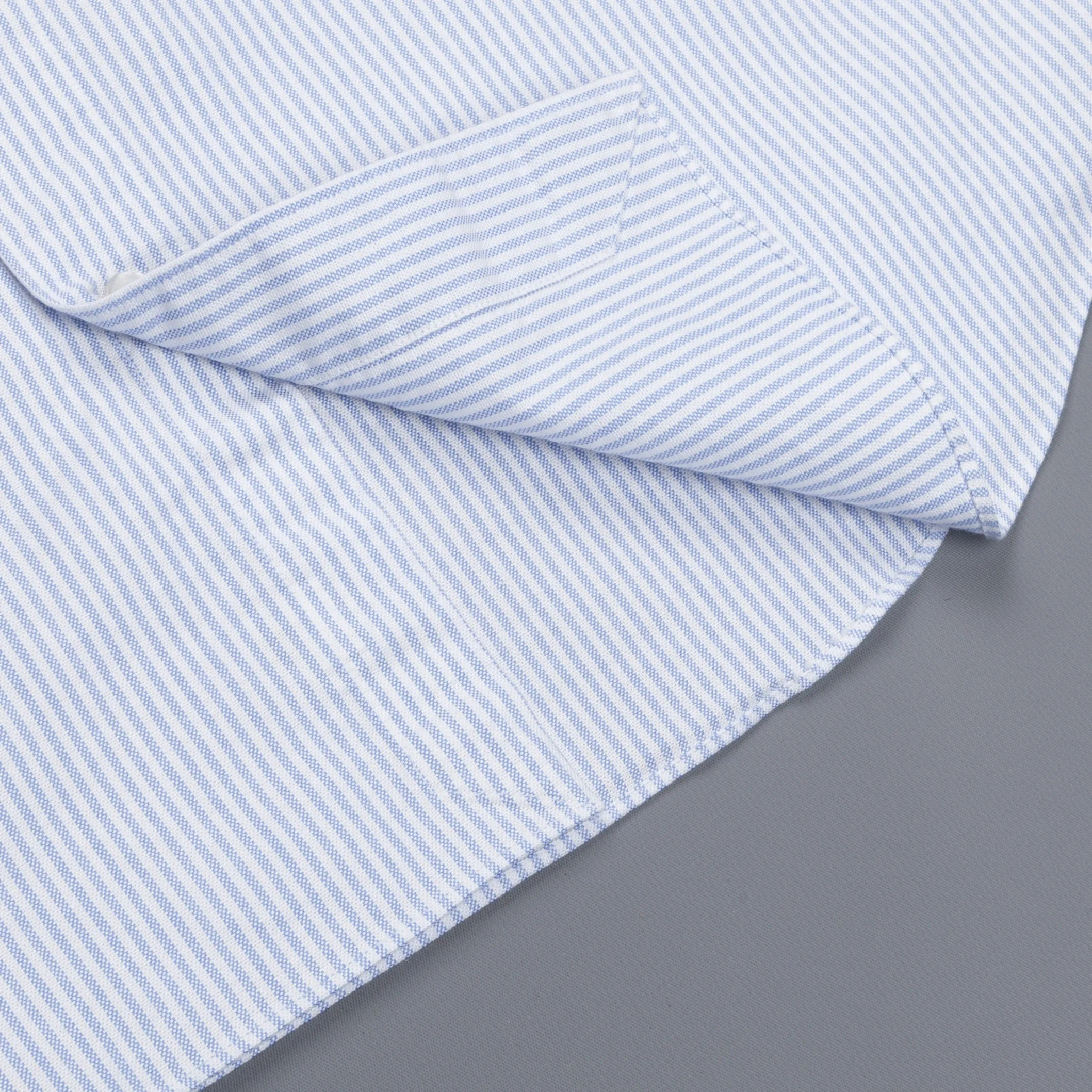 Finamore Gaeta shirt Sergio collar brushed oxford light blue stripe