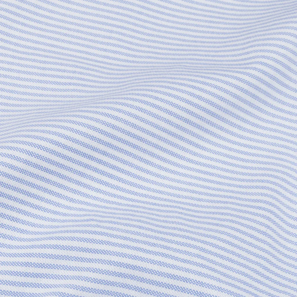 Finamore Tokyo Shirt Lucio Collar oxford Light Blue Stripe