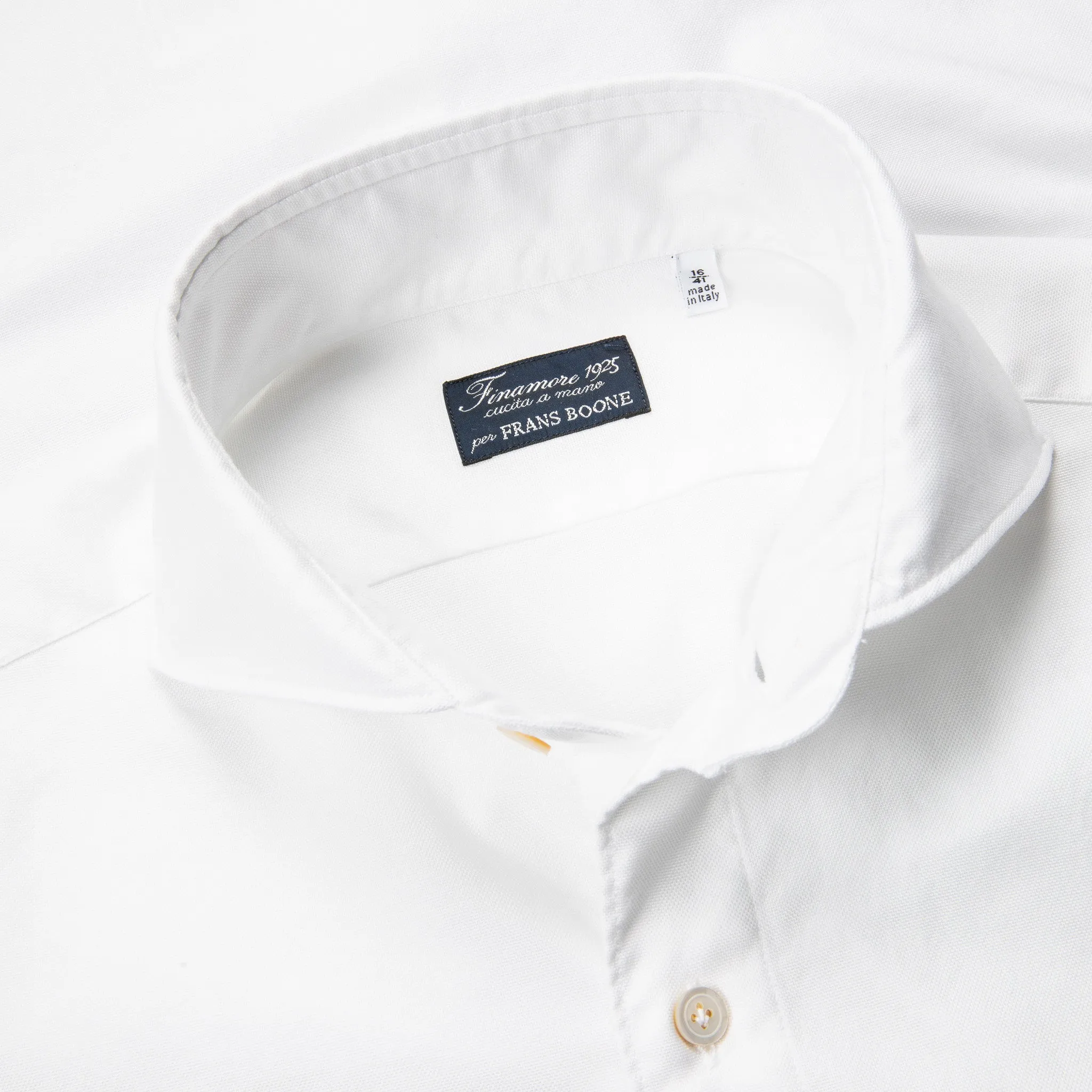 Finamore washed Gaeta Shirt Sergio Collar Oxford White
