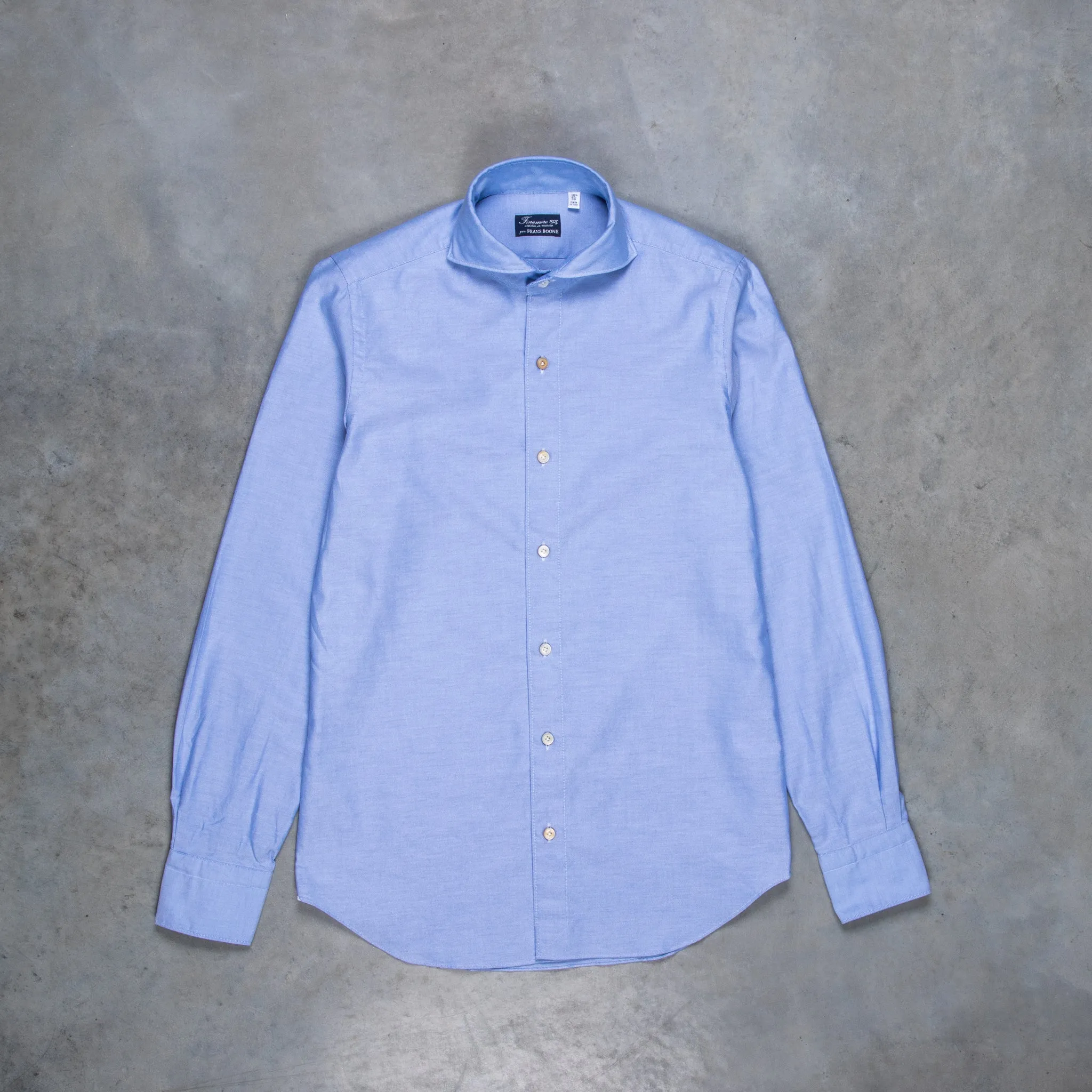 Finamore washed Tokyo Sergio collar shirt oxford blue