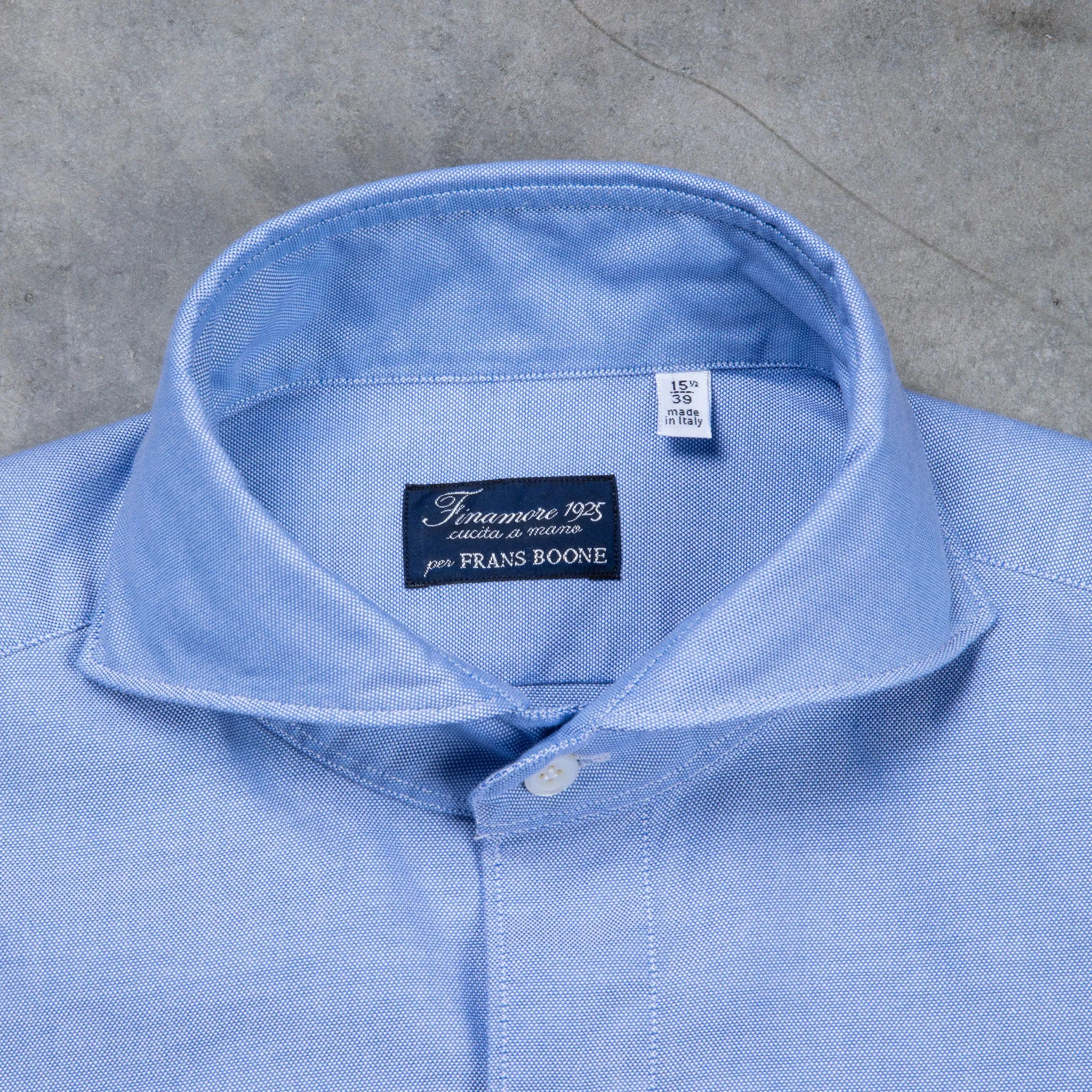 Finamore washed Tokyo Sergio collar shirt oxford blue