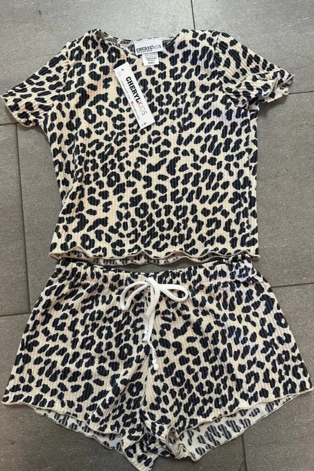 girls rib print shorts