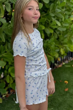 girls rib print shorts