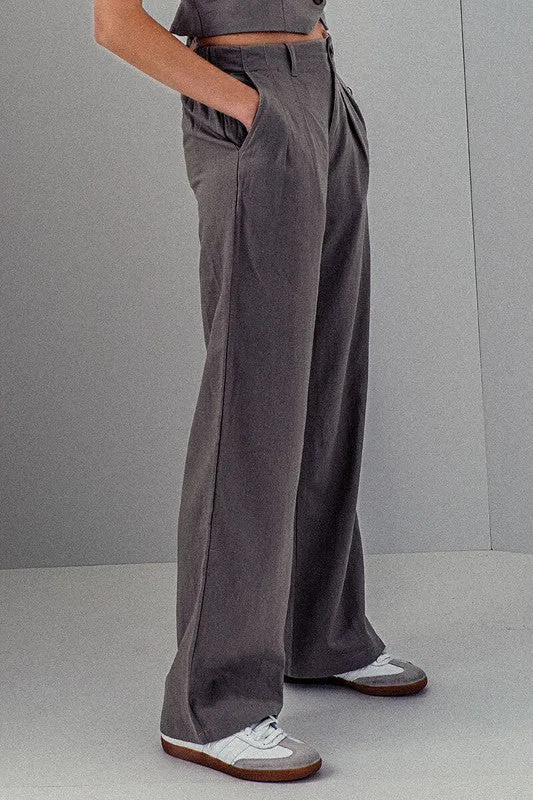 Greystone Linen Tailored Wide Leg Pants