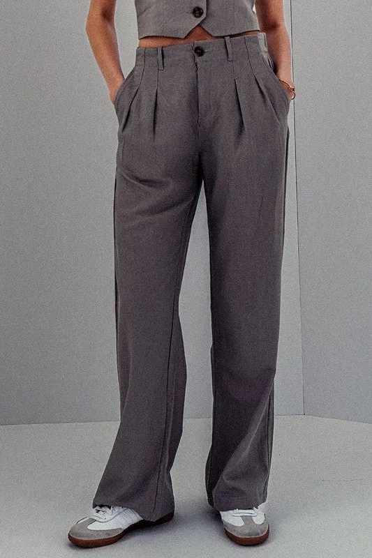 Greystone Linen Tailored Wide Leg Pants
